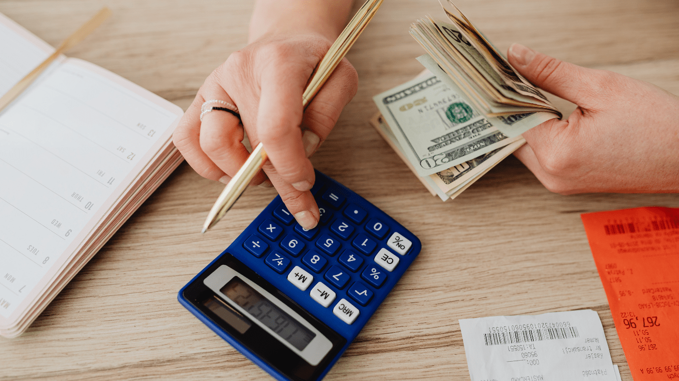 a person counting a money