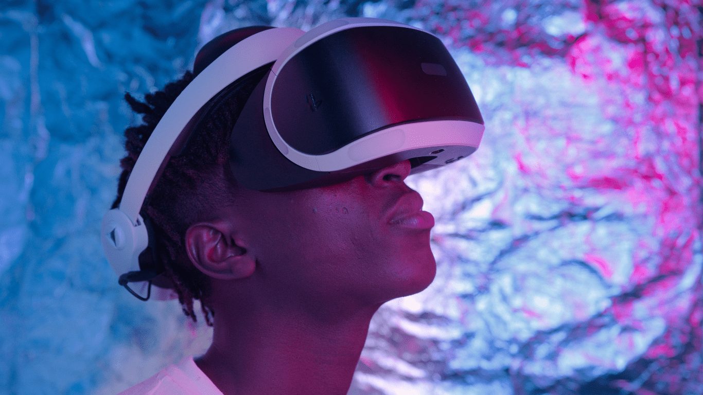 a person wearing a virtual reality headset