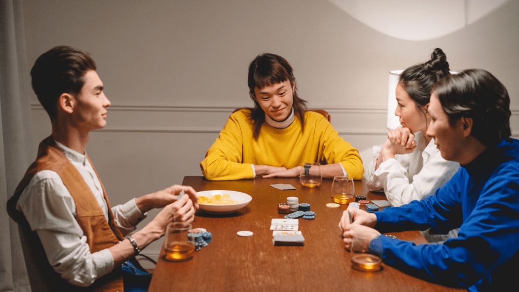 a person playing poker at the table