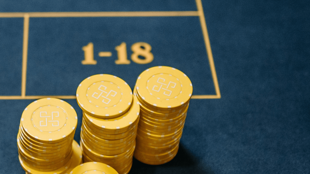 casino chips on a roulette table