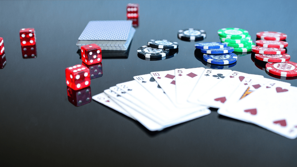 casino chips on a table in a casino